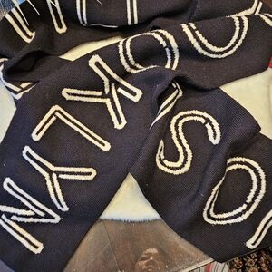 Kate Spade NO Sleep Till Brooklyn Black and White Wool Scarf